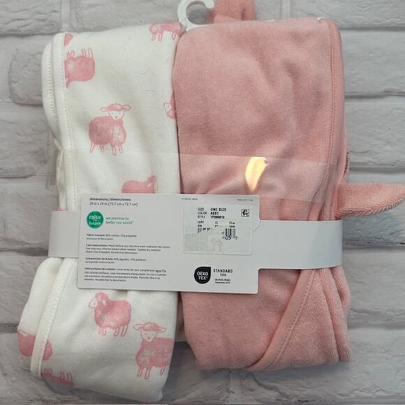 Carter's Just One You Baby Girls Pink Lamb Bath Towels - hooded & bath - Picture 6 of 8